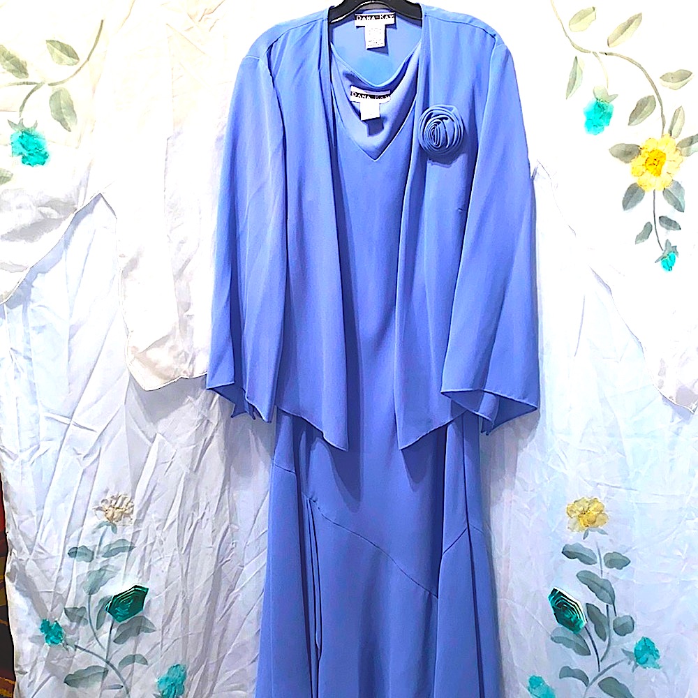 Dana Kay Periwinkle Blue Slvlss Gown W/Jkt Sz 14w